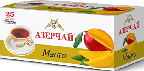 Azercay Black Tea with MANGO 25 Tea Bags Made in Azerbaijan Kosher Certified NO GMO