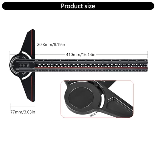 T Ruler Angles Finder Aluminum Marking Line Ruler Multifunctional Protractor for Construction Layout and Measuring Tool - Image 4