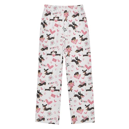 Dachshund Love You Boys Long Pants Soft Trousers Elastic Waist Kids Lounge Bottoms with Pockets S-XL