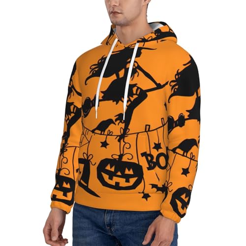 Pull à capuche en polaire imprimé sorcière d'Halloween sweat homme - 4