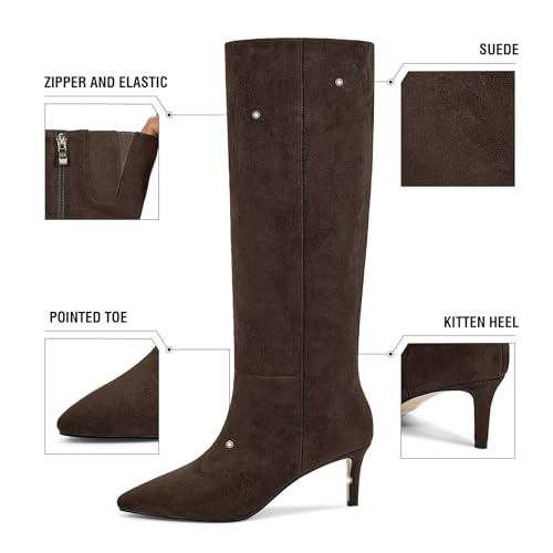 Image of wetkiss Knee High Boots - Pointed Toe & Kitten Heel & Side Full Zipper