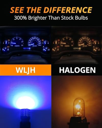 Image of WLJH Blue PC194 T10 LED Bulb with Twist-Lock Sockets for Dash Gauge | 3030 SMD, 200lm, PC194 PC168 PC195, Plug and Play, Map, Dome, Trunk, Glove Box, Instrument Panel Light, 6-Pack