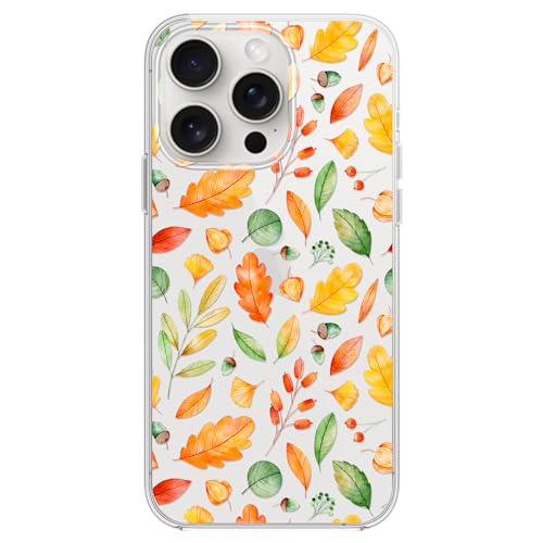 Coque iPhone 15 Pro antichoc transparente motif automne pour éviter les rayures au dos