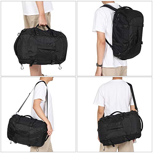 Hynes Eagle Travel Backpack 4 Way Duffel Backpack Water Repellent Gym Sports Bag for Women Men, Black