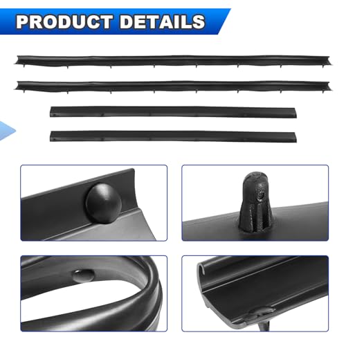 Front Rear Door Lower Rubber Weatherstrip Seal Trim Compatible with 1999-2016 Ford F250 F350 F450 F550 Super Duty, 2000-2005 Ford Excursion Replace# F81Z-2520758-AA 1C3Z-26253A24-A (4PCS)