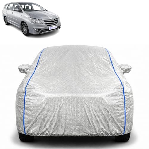 Image of Waterproof Car Cover for Toyota Innova 2015 | All Weather Protection | UV Resistant & Dustproof | Soft Cotton Lining to Prevent Scratches | Triple Stitched with Mirror Pockets & Elastic Hem