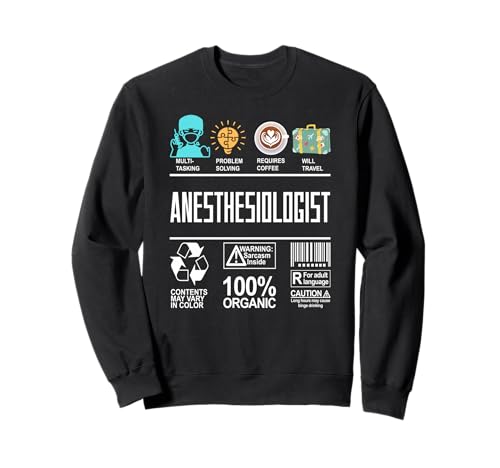 Étiquette d'avertissement anesthésiste Compétences Sarcasme Café Voyage Sweatshirt