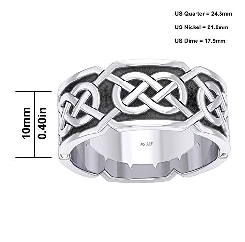US Jewels Men's 0.925 Sterling Silver Irish Celtic Knotwork Ring Band3