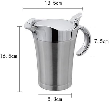 750ml Stainless Steel Gravy Boat with Lid, Silver | Double Insulated Sauce Jug with Hinged Lid,Elegant Sauce Boat Small Gravy Server for Holiday Dinners, Turkey, and Steak