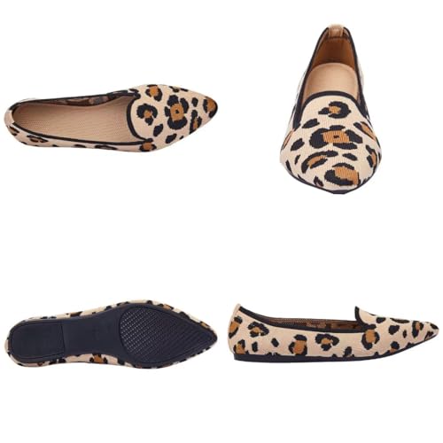 Image of Frank Mully Women's Casual Loafer Flats Slip On Loafer Shoes Comfortable Knit Flat Shoes Classics Pointy Toe Loafer Flats,for Work,Travel