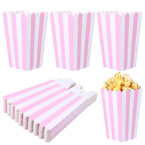 Image of Pink Popcorn Boxes, 28 Pcs Pink Popcorn Containers Treat Candy Boxes Bucket for Movie Theater, Carnival Circus Party, Birthday Popcorns Supplies