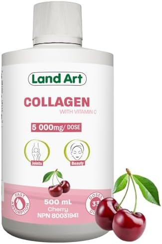 Liquid Collagen, with Vitamin C, Complete Joint and Beauty Care Formula, Fast-Action Anti-Inflammatory, Non-GMO, Gluten-Free, Sugar-Free, Cherry Flavour, Made in Canada, 500ml Bottle