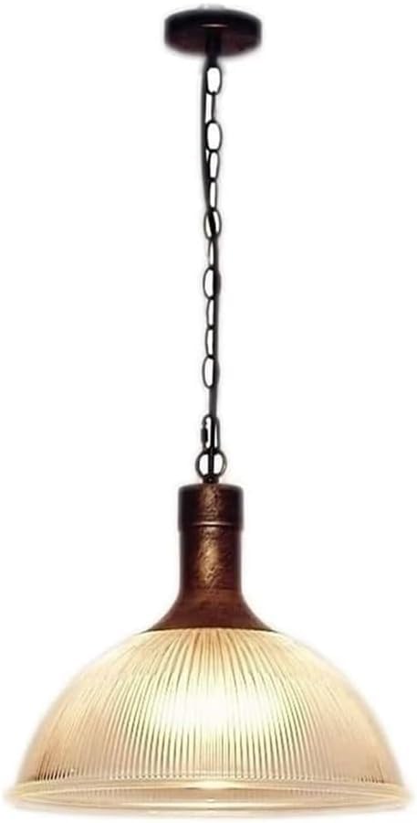 Lámpara colgante estilo loft con cristal estriado antideslumbrante y base E27 robusta
