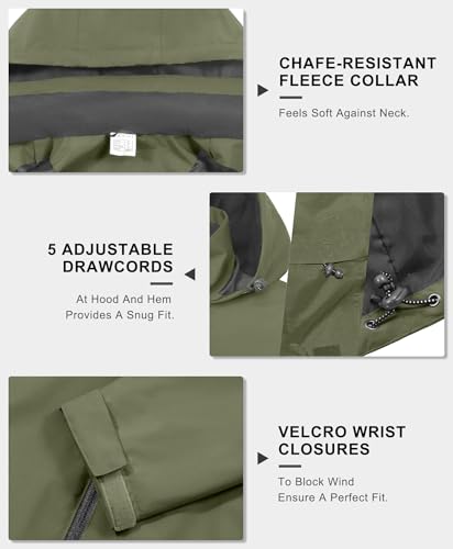 Image of Little Donkey Andy Mens Waterproof Rain Jacket Lightweight Windbreaker Hooded Jacket Packable Raincoat for Outdoor Hiking
