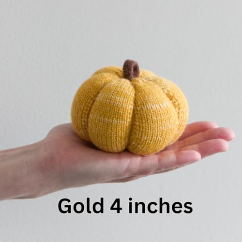 Image of Set of 3 Multi-size Cozy Knit Pumpkins (Spiced Maple Large Multi size set) | Fall Home decor, Shelf sitters, Bowl fillers, Gift for Friend