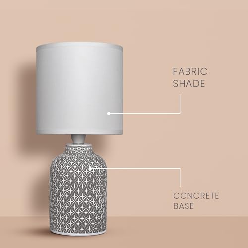 Image of MAGIK Moroccan Hue Decorative Table Lamp (Grey) | Concrete Base with Off-White Fabric Shade | Includes 5W LED Bulb | E14 Holder | Ambient Lighting for Bedroom, Living Room & Office | 1.3m Cord