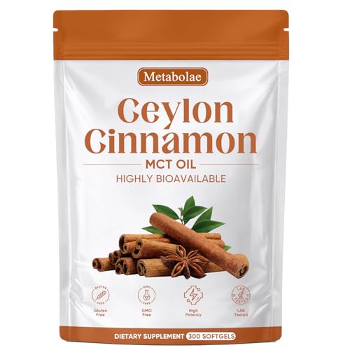 Nukupuns Metabolae Ceylon Cinnamon SoftGels with MCT Oil Highly Bioavailable Herbal Extract Non-GMO Gluten Free - 300 Softgels (1pcs)