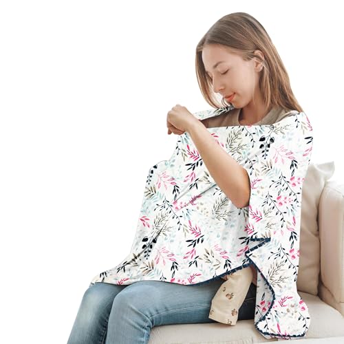 Image of Pepperika Rayon Nursing Cover for Breastfeeding Mother Multiuse Poncho Style Shawl Feeding Cover for Nursing Mom Scarf with Buttons Cotton Feeding Apron (Pack of 1) Multicolour /Off White