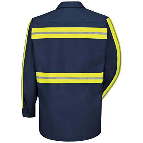 Red Kap Mens Long Sleeve Enhanced Visibility Industrialã‚ Work Work Utility Button Down Shirt, Navy/Yellow/Green Visibility Trim, Large Us #TOP1