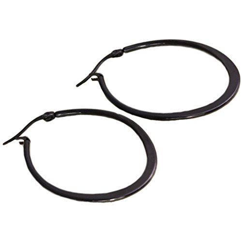 Aienid Hoop Earrings For Her Stainless Steel Black Big Circle Earrings Finished Back Finding 29.8X47.7Mm #TOP3