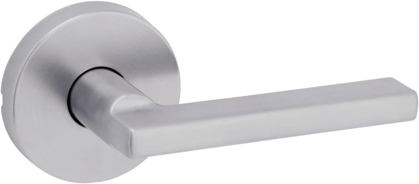 Kwikset 720HFLRDT-26D Halifax Lever with Round Rose Passage Door Lock with 6AL Latch and RCS Strike Satin Chrome Finish