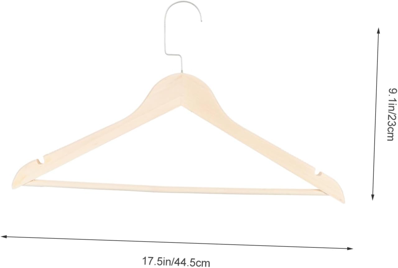 10pcs Retro Wooden Hangers Non-Slip Clothes Holders for Dresses Coats and Trousers Multipurpose Hangers with Chrome Swivel Hook for Home Organization