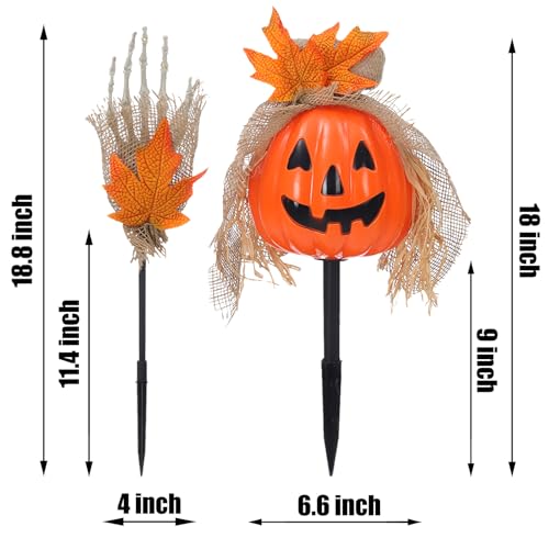 3-Pcs-Halloween-Pathway-Lights-Outdoor-30-LEDs-Pumpkin-and-Arms-Stake-Lights-for-Yard-Lawn-Garden-Patio-Decorations 3 Pcs Halloween Pathway Lights Outdoor 30 LEDs Pumpkin and Arms Stake Lights for Yard Lawn Garden Patio Decorations