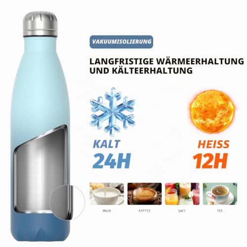 WATERSY Trinkflasche Edelstahl 500 ml, Thermosflasche Kinder，BPA-Frei Thermo Trinkflasche Kalt&Warm Auslaufsicher Trinkflaschen… – Ansicht 3