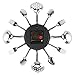 CIGERA 14 Inch Cutlery Kitchen Wall Clocks with Fork and Spoon Dial, Silent Clock Movement and Battery Operated, Great Wall Decor and Nice Housewarming Gifts