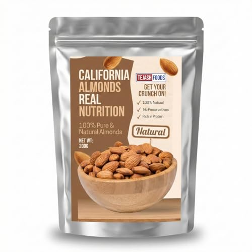 Tejash Foods California Jumbo Almonds 200g | Badam Giri | No Pres...