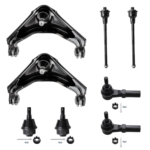 Image of Detroit Axle - 8pc Front End Kit for 2001-2004 Chevrolet Silverado 2500 GMC Sierra 2500, 2001-2010 Sierra Silverado 2500 HD 3500 HD, 2001-2006 Sierra Silverado 1500HD, 2 Lower Ball Joints 4 Tie Rods