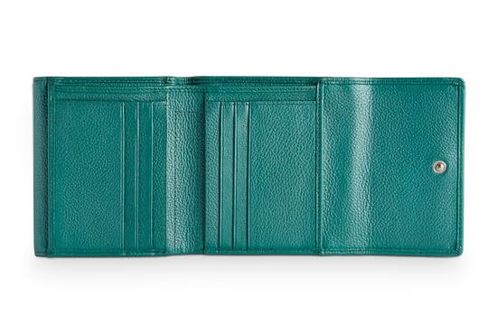 Valentini Portfel Damski - Portmonetka - Skóra Naturalna - Ochrona RFID - 12 Przegródek na Karty i Dokumenty - 11,5 x 10 cm Zielony Metallic