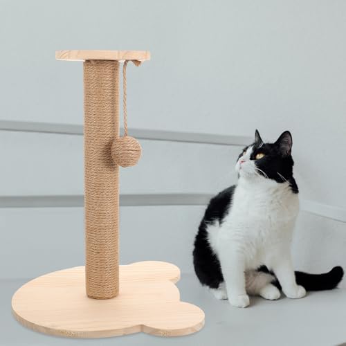 Rascador para gatos con poste de sisal y base de madera miniatura 6
