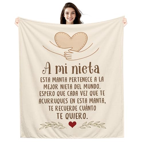 Amorea A mi Nieta Espero Que Cada Vez Que te Acurruques en Esta Manta te Recuerde cuánto te Quiero Manta para la Mejor Nieta de Parte de la Abuela el Abuelo Regalo de Cumpleaños Graduación y Navidad
