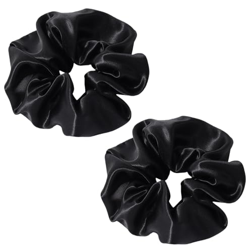 Aucuu 2pc Coleteros de Satén, Coleteros de Seda, Scrunchies Seda para Pelo de Mujer, 100% Seda de Morera Coleteros Pelo, Suave Gomas Elástica para Cabello, Suaves Cintas Elásticas el Pelo para Mujeres