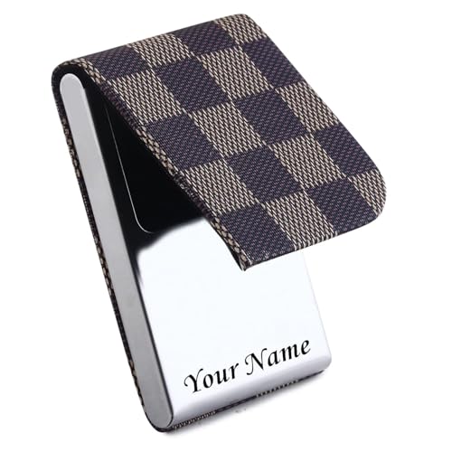Image of Celebr8 Personalized Credit Card Holder for Men & Women | Name Engraved PU Leather & Metal RFID Card Wallet | Slim Credit, Debit, ATM, Business & Visiting Card Case | Gift for Dad, Husband, Boyfriend