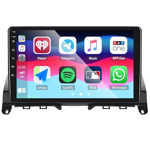 CAMECHO 8 Core 4G+64G Android 15 para Mercedes Benz C Class W204 S204 2007 2010 con Navi Carplay Android Auto,9 Pulgadas Pantalla Doble DIN autoradio con Bluetooth5.0 FM/RDS 32EQ DSP SWC