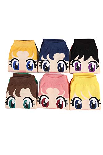 Lixinya Set di 6 paia di calzini sportivi colorati anime casual cotone calzini equipaggio calzini per donne ragazze, multicolore, Taglia unica
