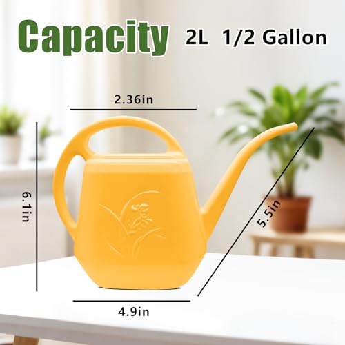 Image of Hand Plant Watering Can - Orange- 1 /2 Gallon