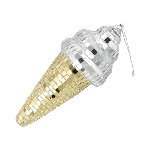 Bola espejada colgante con forma de helado, decoración disco para fiestas, bodas y eventos, estilo retro años 70, plateada y dorada, para hogar, clubes y escenarios miniatura 4