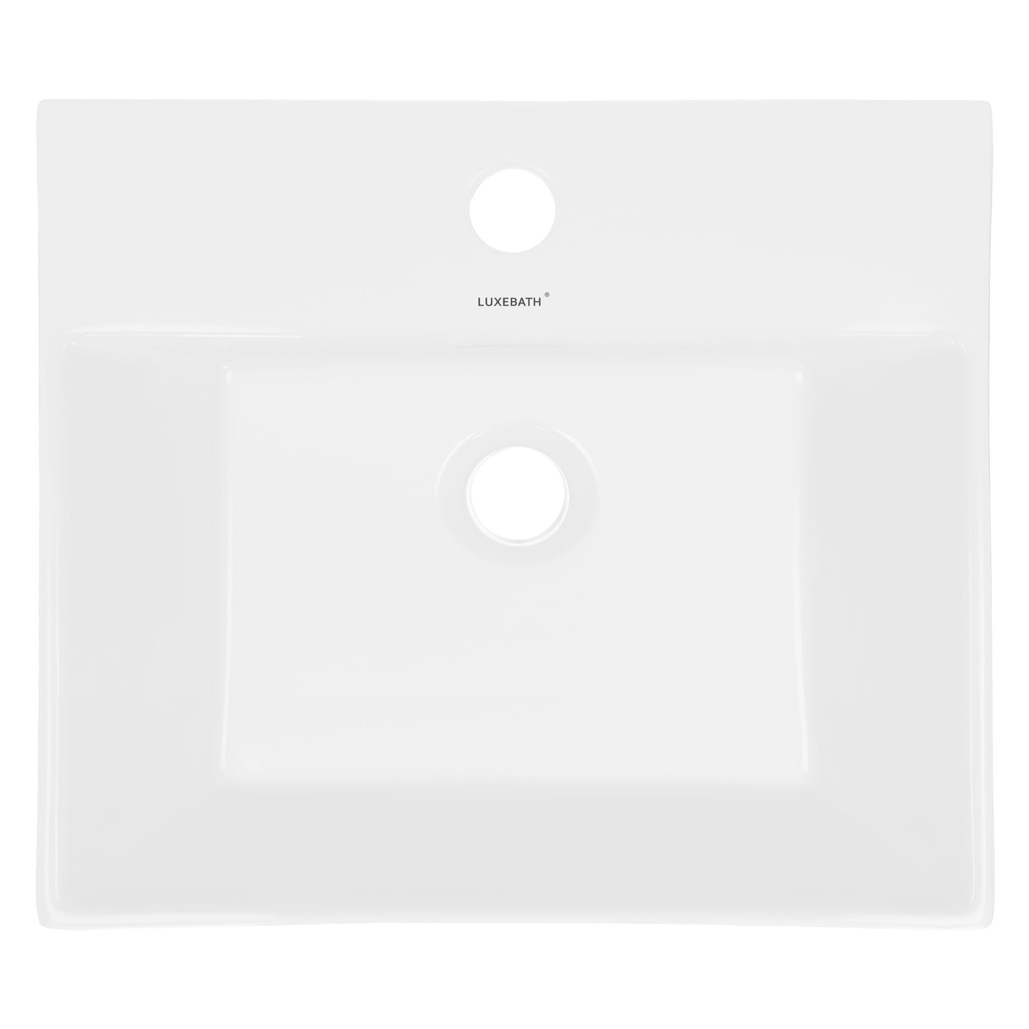 ECD Germany Lavabo da Appoggio in Ceramica Bianco Rettangolare 515x360x130 mm Design Moderno Lavabo Moderno da Appoggio Ceramica Lavandino Lavamano con Set di Scarico Lavabile 1 1x4 in Ottone Cromato