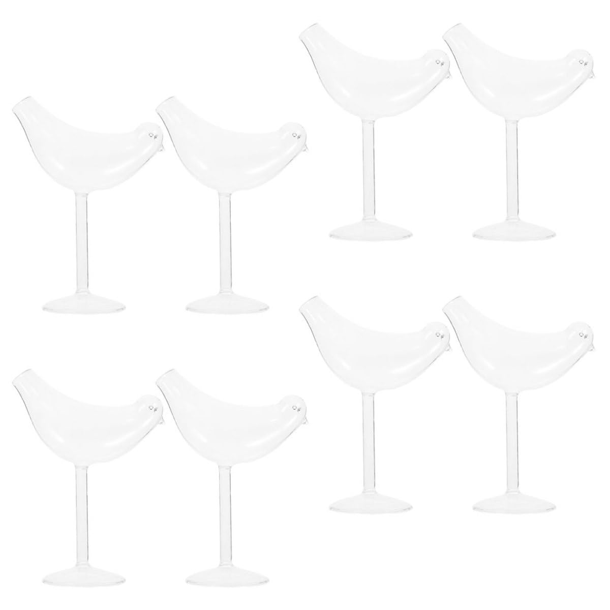 SHINEOFI Cocktailgläser Glas 8 Stück Vogel Form Transparent für Wein und Longdrink im Modernen Stil