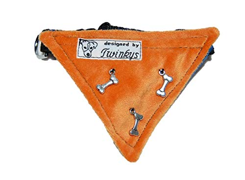 twinkys Dog Style fazzoletto da collo/collare XS sonnengelber tessuto in velluto con piccole ossa