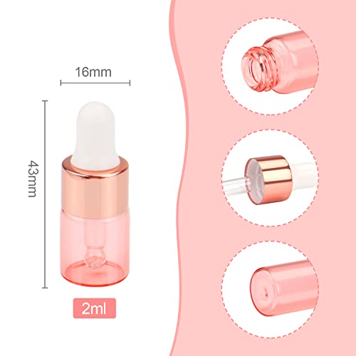 Wresty 15 Pcs Pink Glass Dropper Bottle Essential Oil Dropper Bottles Mini Glass Vials Cosmetic Liquid Container Perfume Aromatherapy Sample Bottles With Glass Eye Dropper (2Ml(5/8 Dram)) #TOP1