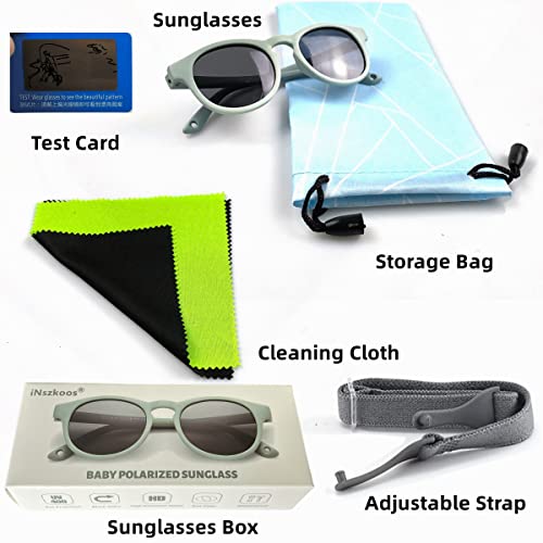 iNszkoos Flexible Polarized Baby Sunglass With Strap Adjustable, Infant Outdoor sunshade UV 400 protection Soft Silicone Frame Baby Sunglasses for 0-48 Months Toddler Newborn Boys Girls - 7