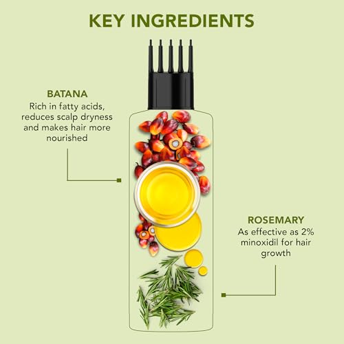 Image of Botanic Hearth Rosemary Batana Hair Oil with Biotin for Hair Growth & Hair Fall Control | Nourishing Scalp & Strengthening Hair Treatment| Non-Sticky, Fast-Absorbing| Comb Applicator Bottle | 150 ml
