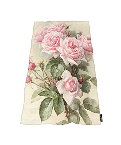 Moslion Comfy Bath Towels Vintage Shabby Chic Pink Rose Floral Soft Bathing/Beach/Camping Towel for Women Men Girls Boys Large Size 64x32 Inches