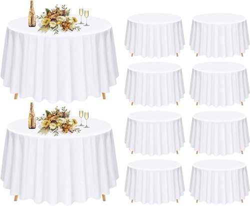 Pesonlook Paquet de 10 nappes Rondes de 120 Pouces, Nappe Ronde Blanche de 305cm, Nappe Ronde en...