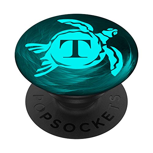 Phone Pop Up Grip,Sea Turtle Galaxy Cool Light Blue Letter T PopSockets Supporto e Impugnatura per Smartphone e Tablet