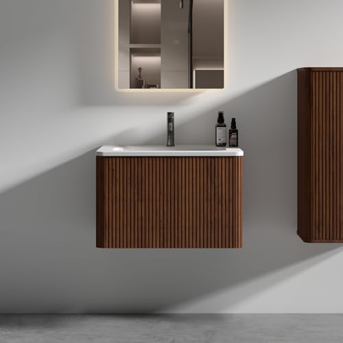 BLUHOUZZ Wall Mounted Floating Bathroom Vanity with Sink, Large Storage